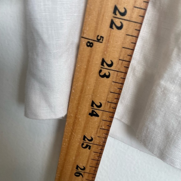 Talbots Linen Cropped Pants Size 12 White Lined Elastic Waist Side Pocket Summer - Picture 6 of 11